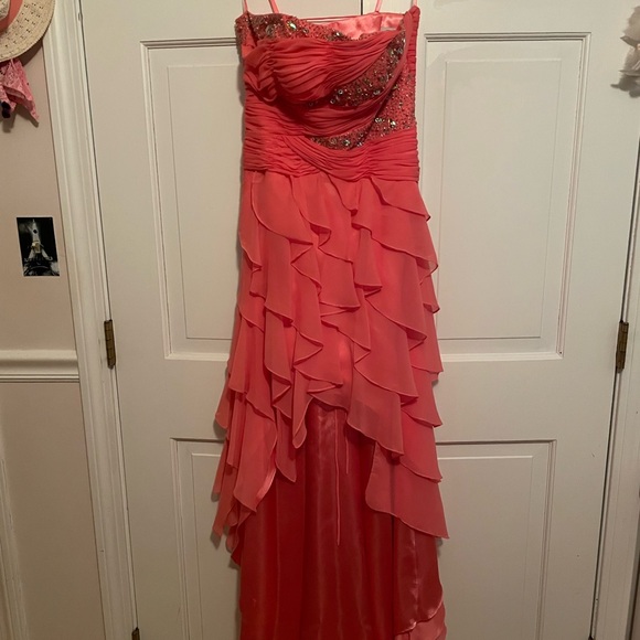 Cache coral pink high low prom gown - Picture 5 of 7